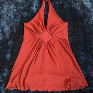 Burgundy v neck halter top cute blouse